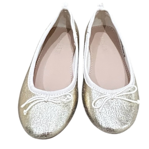 J. Crew Crewcuts Gold ballet slip on Dress Shoes with mini bow size 12(girls) - Picture 3 of 10